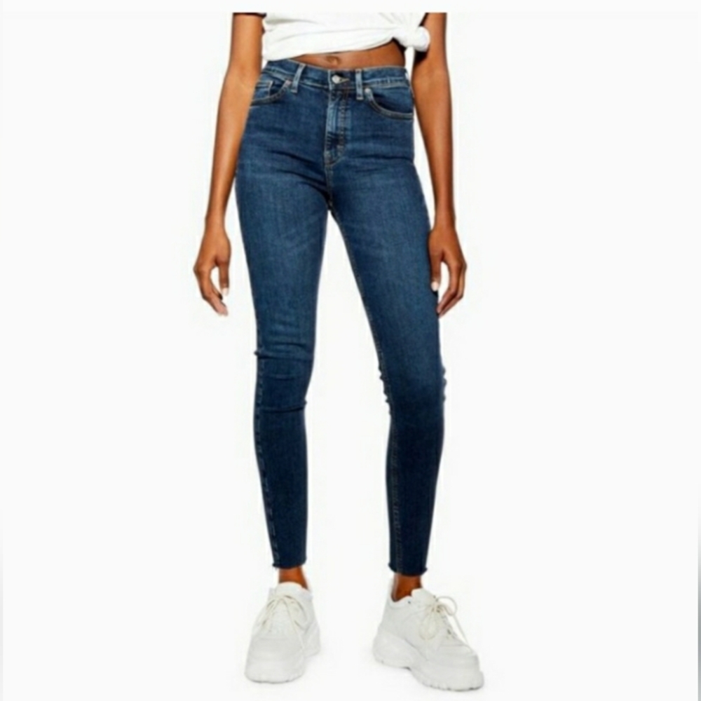 TOPSHOP Jamie High Waist Skinny Jeans High Rise Mid Wash 26 x 32